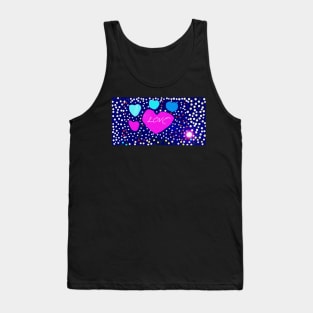 Valentine Love, Heart, and Celestial Stars Tank Top